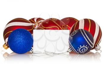 christmas baubles with blank card for your text