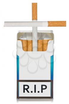 Cigarettes package made as grave, isolated on white background