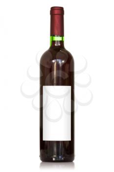 Unlabeled wine bottle isolated on white background