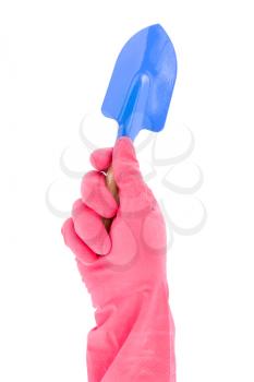 Royalty Free Photo of a Hand Holding a Rubber Glove