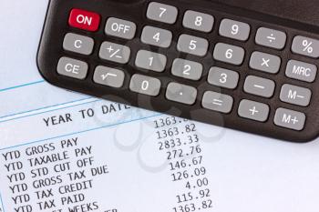 Calculator  on the statement of payroll details