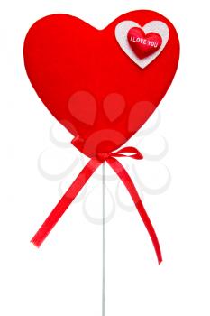 Red heart on  stick isolated over a white background

