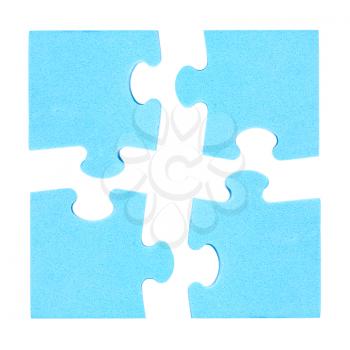 Four  puzzle pieces combined cooperation concept. Isolated on white background 