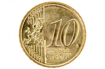 Ten euro cent isolated on white background