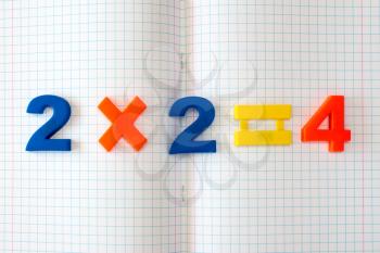 Simple math formula on open squared exercise book 