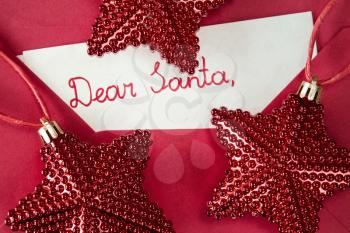 Christmas decoration and envelope with child's letter to Santa