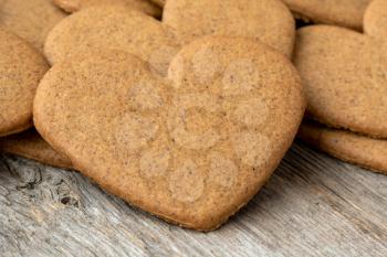 Close-up of gingerbread cookies in a heart shape