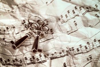 Keys and music notes,conceptual image