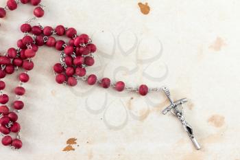 Close-up view of catholic rosary ,copy-space for text
