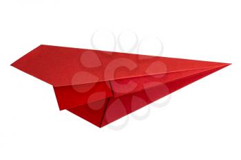 Red paper aircraft. Paper plane isolated on a white background.