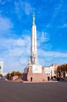 Freedom monument in Riga's park, near the Old Riga