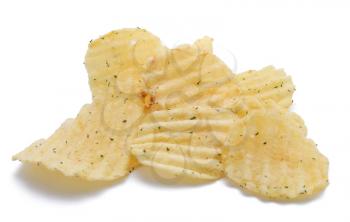 Delicious chips located on the white background