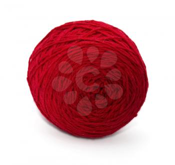 Red ball of thread isolated on white background