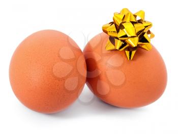 Two easter eggs on white background
