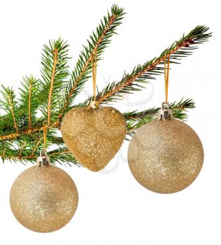 Fur tree branch iwith christmas ball