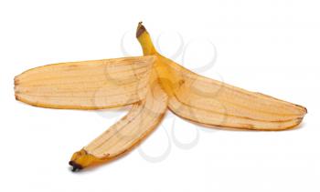 Banana skin on the white background