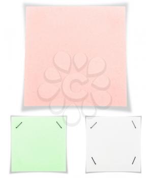 Set of sticky paper sheets on white