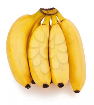 Group of ripe bananas on white background
