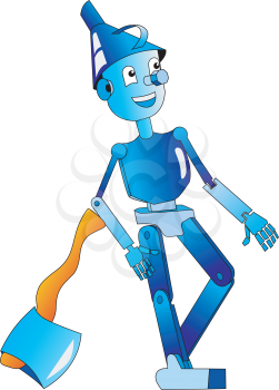 Royalty Free Clipart Image of a Tin Man and Ax