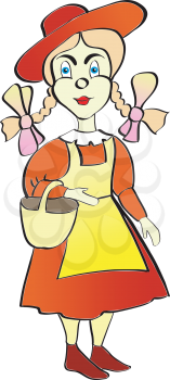 Royalty Free Clipart Image of a Red Riding Hood Character