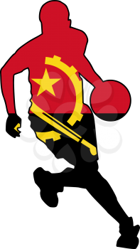 Royalty Free Clipart Image of a Basketball Player with Angola Flag Colors