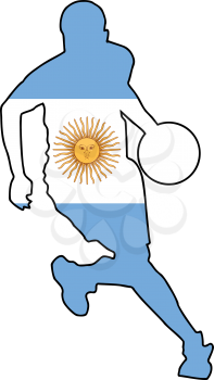 Royalty Free Clipart Image of a Silhouette of an Argentinian Basketball Player 