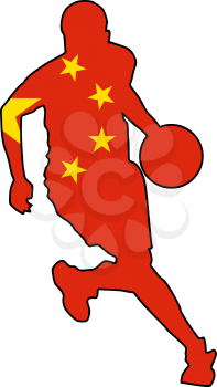 Royalty Free Clipart Image of a Silhouette of a Basketball Player from China