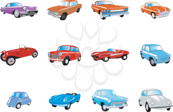 Royalty Free Clipart Image of Vintage Cars