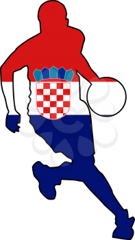 Royalty Free Clipart Image of a Silhouette of a Basketball Player with the Croatian Flag Colors