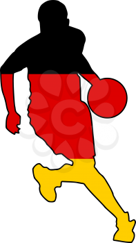 Royalty Free Clipart Image of a Basketball Player in German Flag Colours