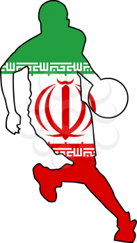 Royalty Free Clipart Image of a Basketball Player in the Iranian Flag Colours