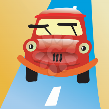 Royalty Free Clipart Image of a Car with a Face