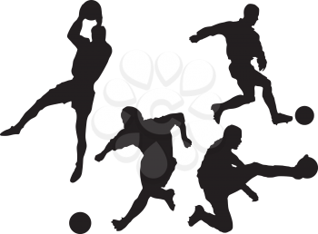 Royalty Free Clipart Image of a Set of Soccer Players