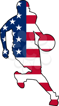 Royalty Free Clipart Image of a Basketball Player in American Flag Colours