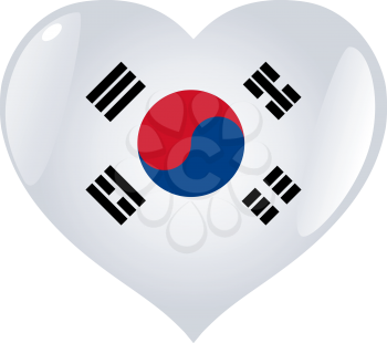 Image of heart with flag of South Korea
