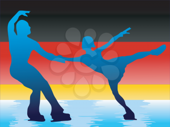 couple of figure skating on German flag background