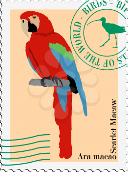 illustration postage stamp with image of parrot