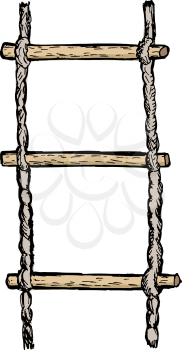 hand drawn, vector, sketch illustration of rope-ladder