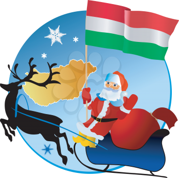 Santa Claus with flag of Hungary