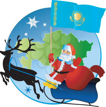 Santa Claus with flag of Kazakhstan
