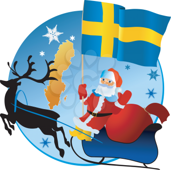 Santa Claus with flag of Sweden
