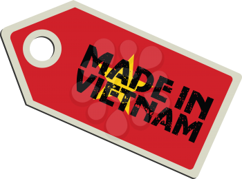 vector illustration of label with flag of Vietnam