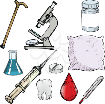 Royalty Free Clipart Image of Different Medical Objects