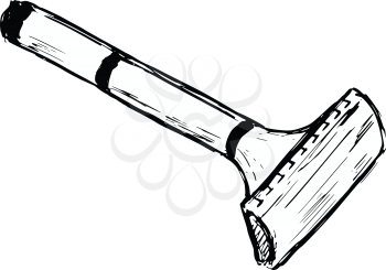 hand drawn, cartoon, sketch illustration of safety razor