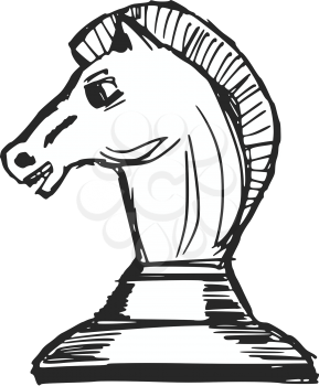 hand drawn, sketch, cartoon illustration of a chess figure