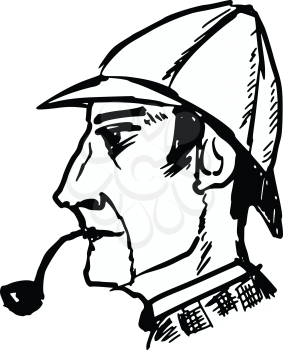 hand drawn, sketch, doodle illustration of Sherlock Holmes