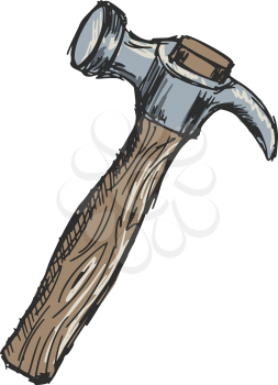 sketch, doodle, hand drawn illustration of hammer