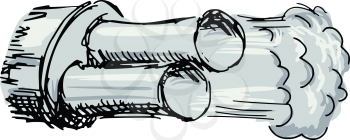 sketch, doodle illustration of car exhaust pipe