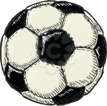 hand drawn, sketch illustration of football ball