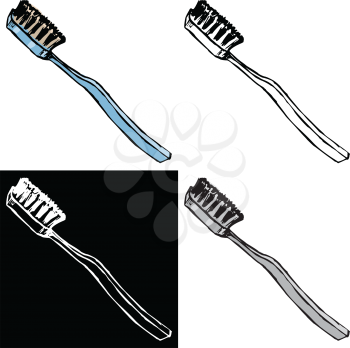 Editable vector illustrations in variations. Tooth brush